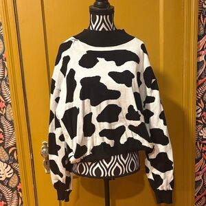 Fashion Brand Company Blank and White Cow Print Sweater🐄